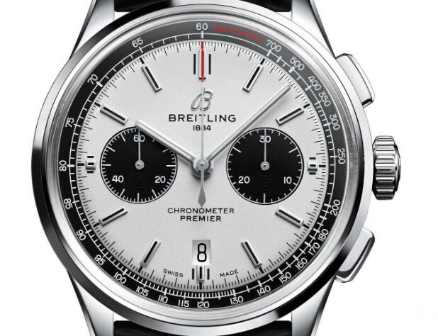 The black sub-dials are striking on the silver dial.